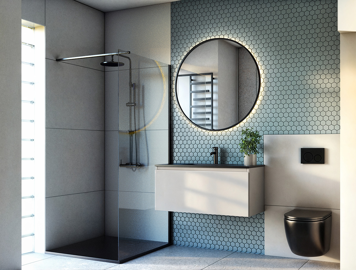 Oltens Vernal umywalka z szafką 100 cm czarny mat/szary mat 68017700 - Wysyłka w 24h