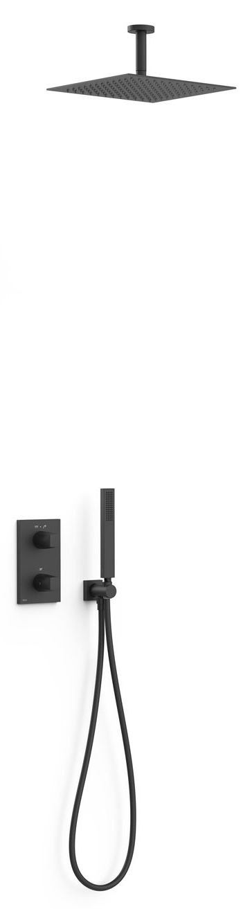 Tres Therm-Box zestaw prysznicowy podtynkowy termostatyczny z deszczownicą czarny mat 21125003NM