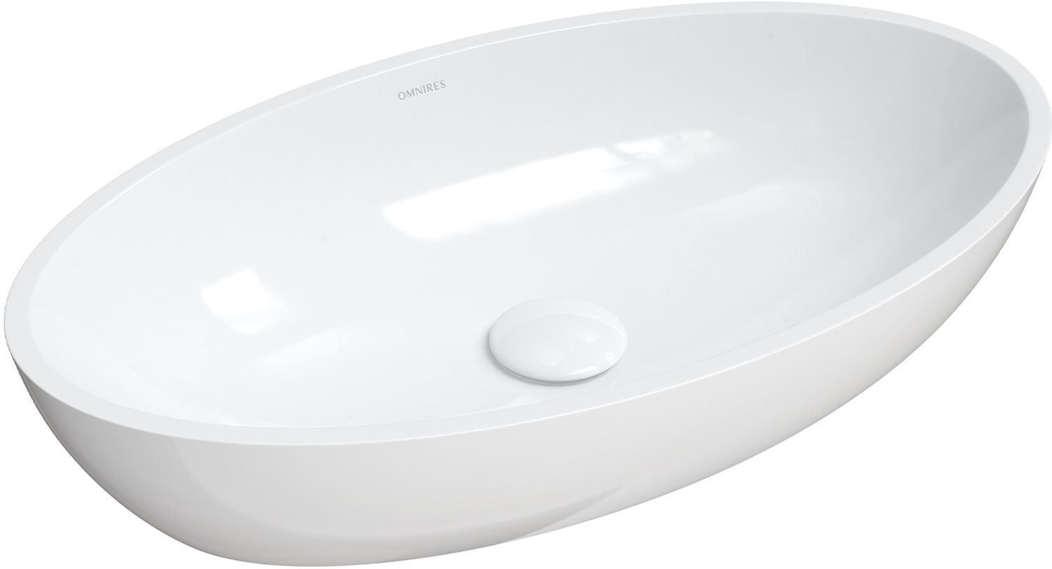 Omnires M+ umywalka 60x35 cm owalna nablatowa biała SIENALUNBP - Wysyłka w 24h