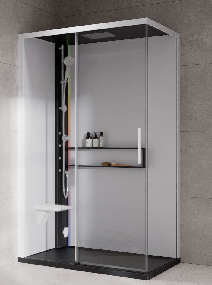 Novellini Glax 2 2.0 2P kabina z hydromasażem 120x80 cm parowa z brodzikiem lewa czarna G222P120SM5-1HU