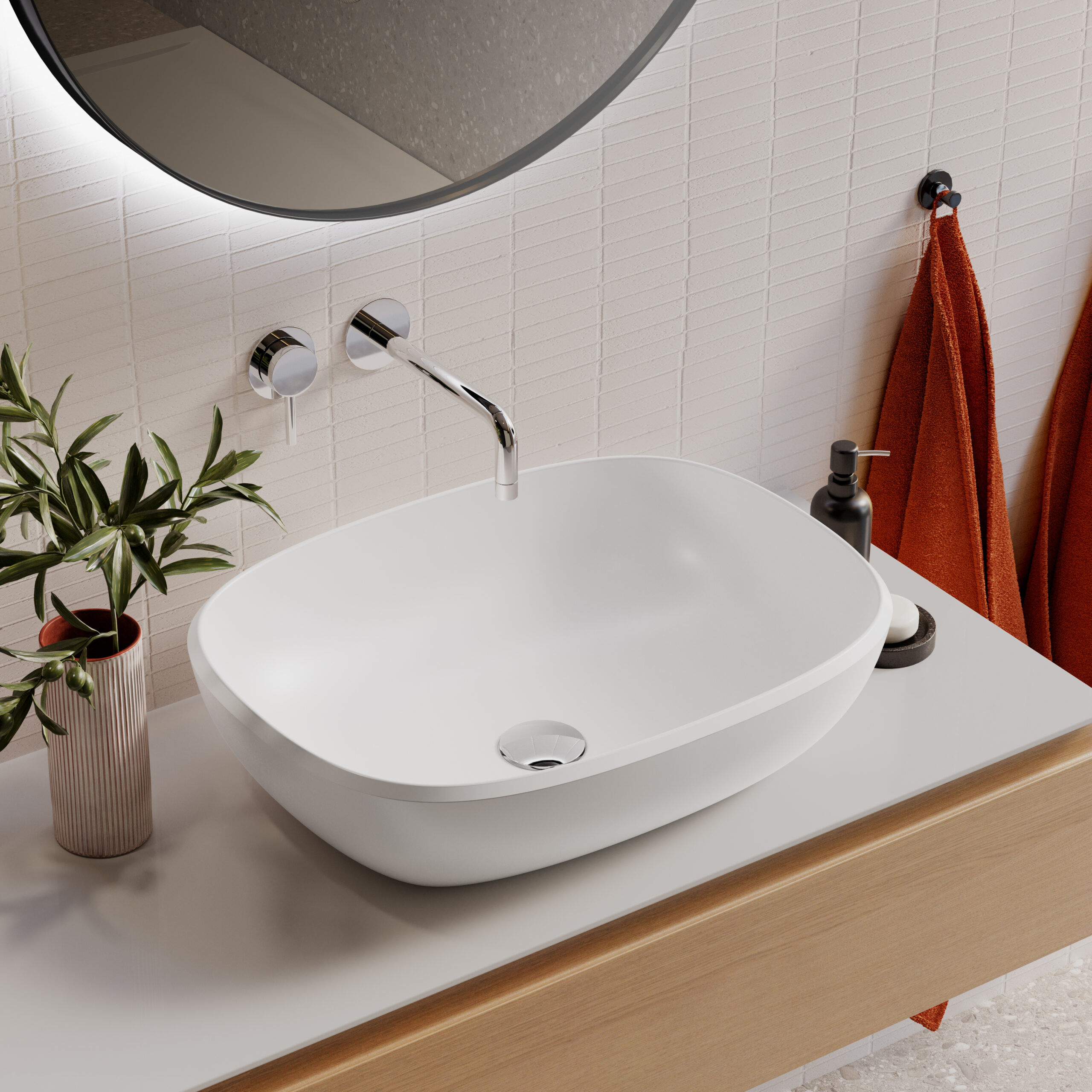 Lavaberg Freya umywalka 55x42 cm prostokątna nablatowa biały mat 663132060033 - Wysyłka w 24h