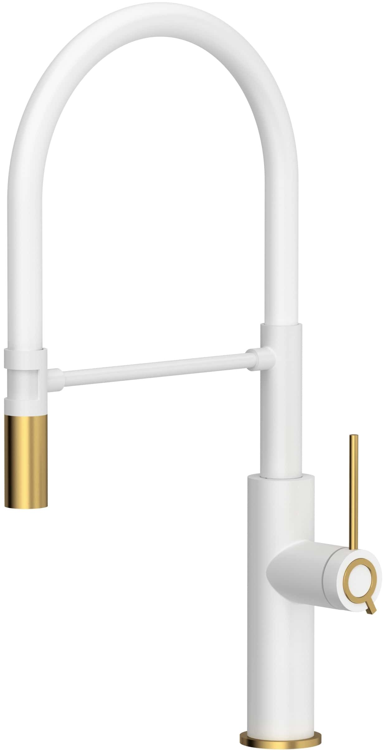 Quadron Gemma bateria kuchenna stojąca z wyciąganą wylewką snow white/złota 3623501_WHMPVDG1 - Wysyłka w 24h