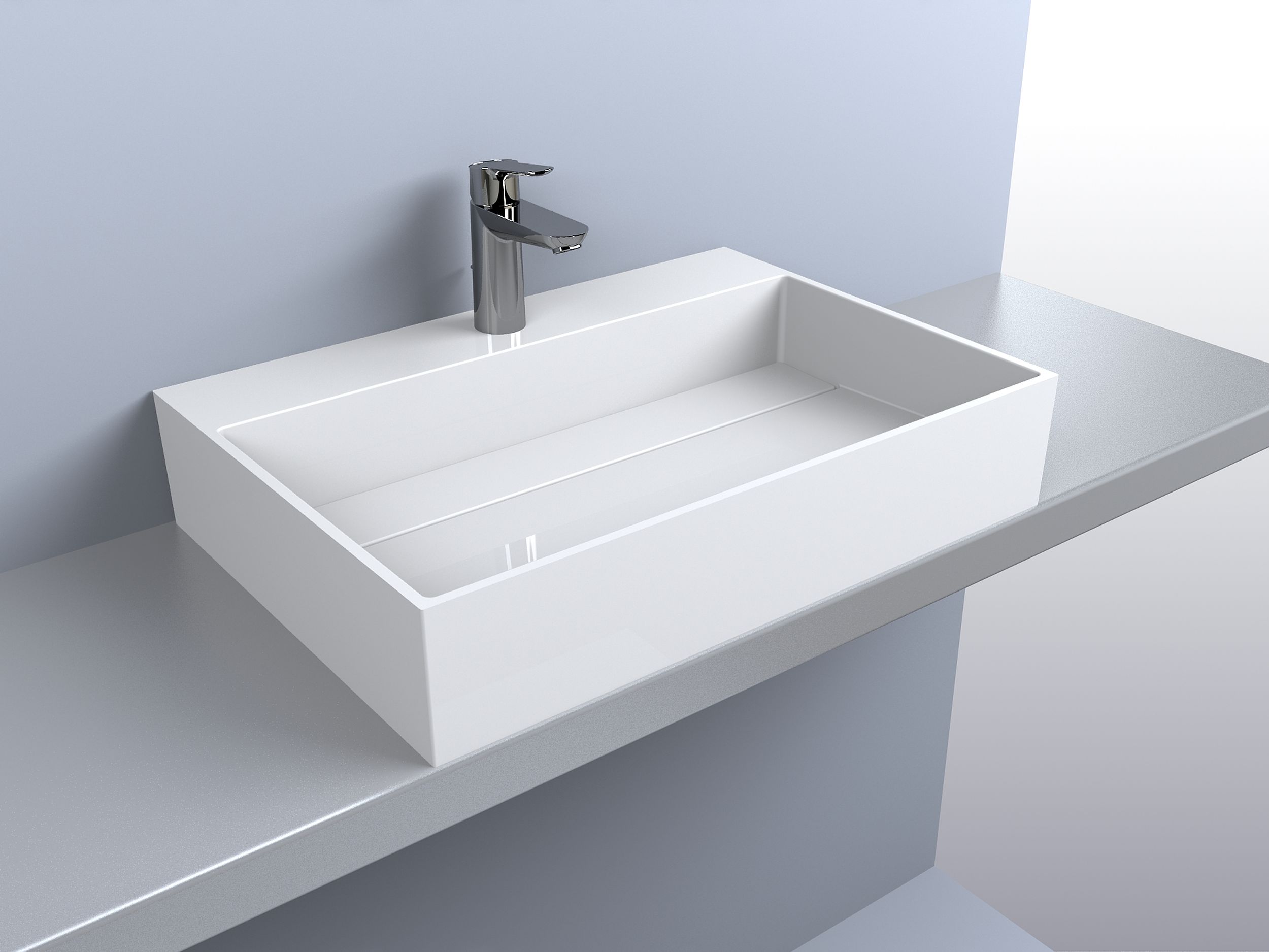 Miraggio Island umywalka 60x42 cm nablatowa prostokątna biały błyszczący 0001761