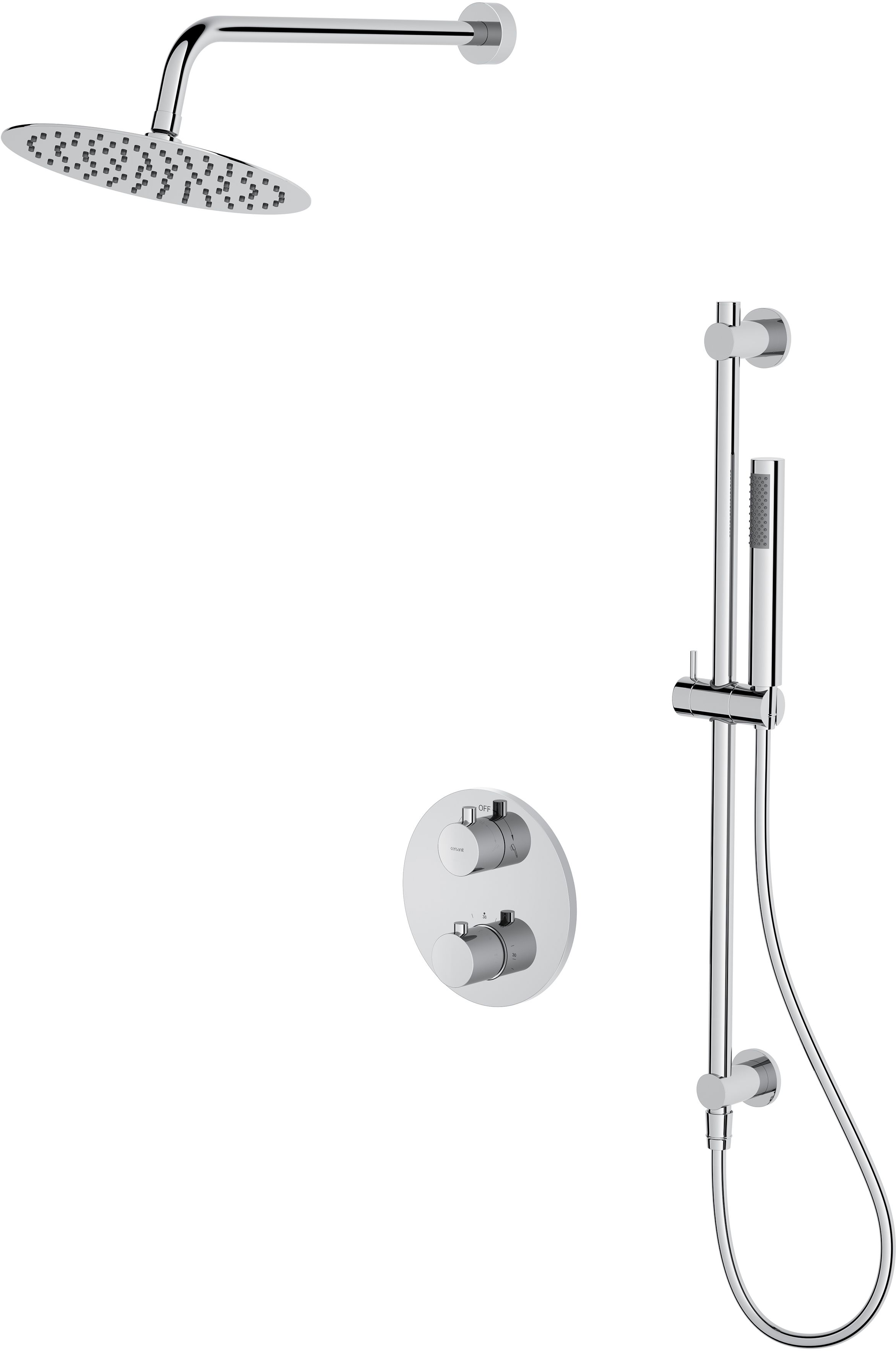 Cersanit Zen zestaw prysznicowy podtynkowy termostatyczny z deszczownicą chrom S952-032 - Wysyłka w 24h