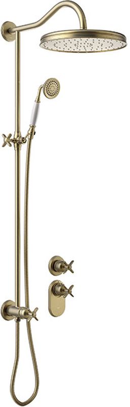 Tres Monoclasic zestaw prysznicowy podtynkowy termostatyczny z deszczownicą stary mosiądz 242.352.03.LV