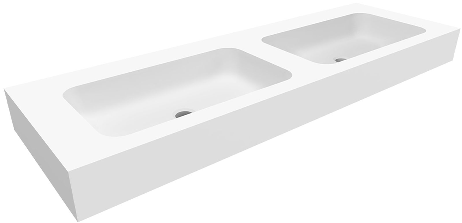 Cristalstone Linea Simpla umywalka 140x45 cm prostokątna ścienna biała U1400-2xMCOT/BO