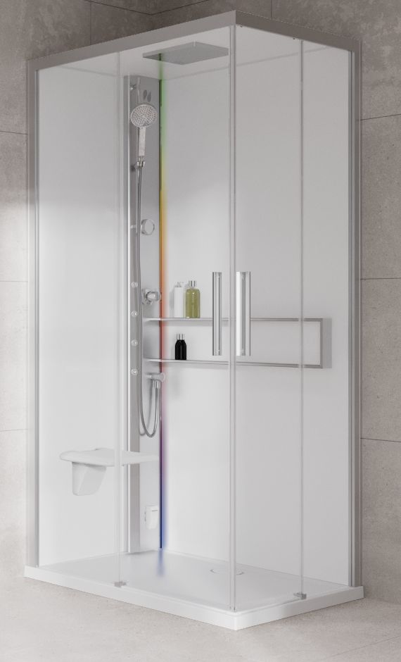 Novellini Glax 2 2.0 A kabina z hydromasażem 100x70 cm lewa parowa z brodzikiem srebrna G22A197SM5-1BB