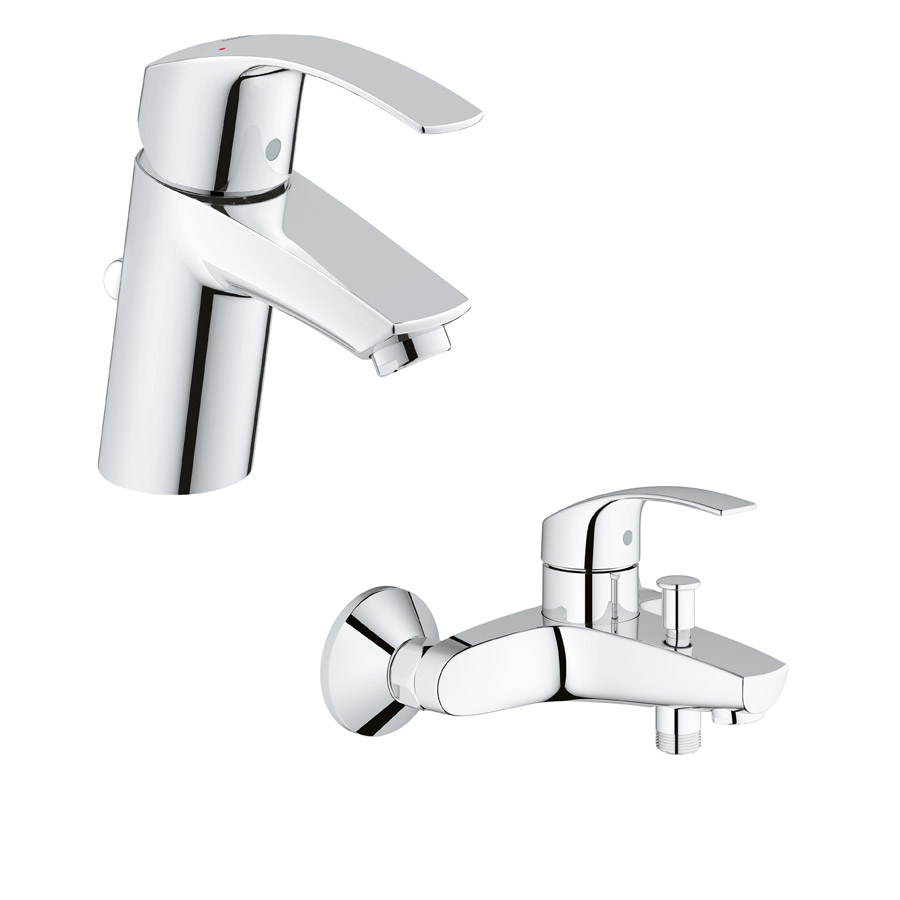 Grohe Eurosmart New zestaw baterii umywalkowa i wannowo-prysznicowa ścienna chrom (33265002, 33300002) - Wysyłka w 24h