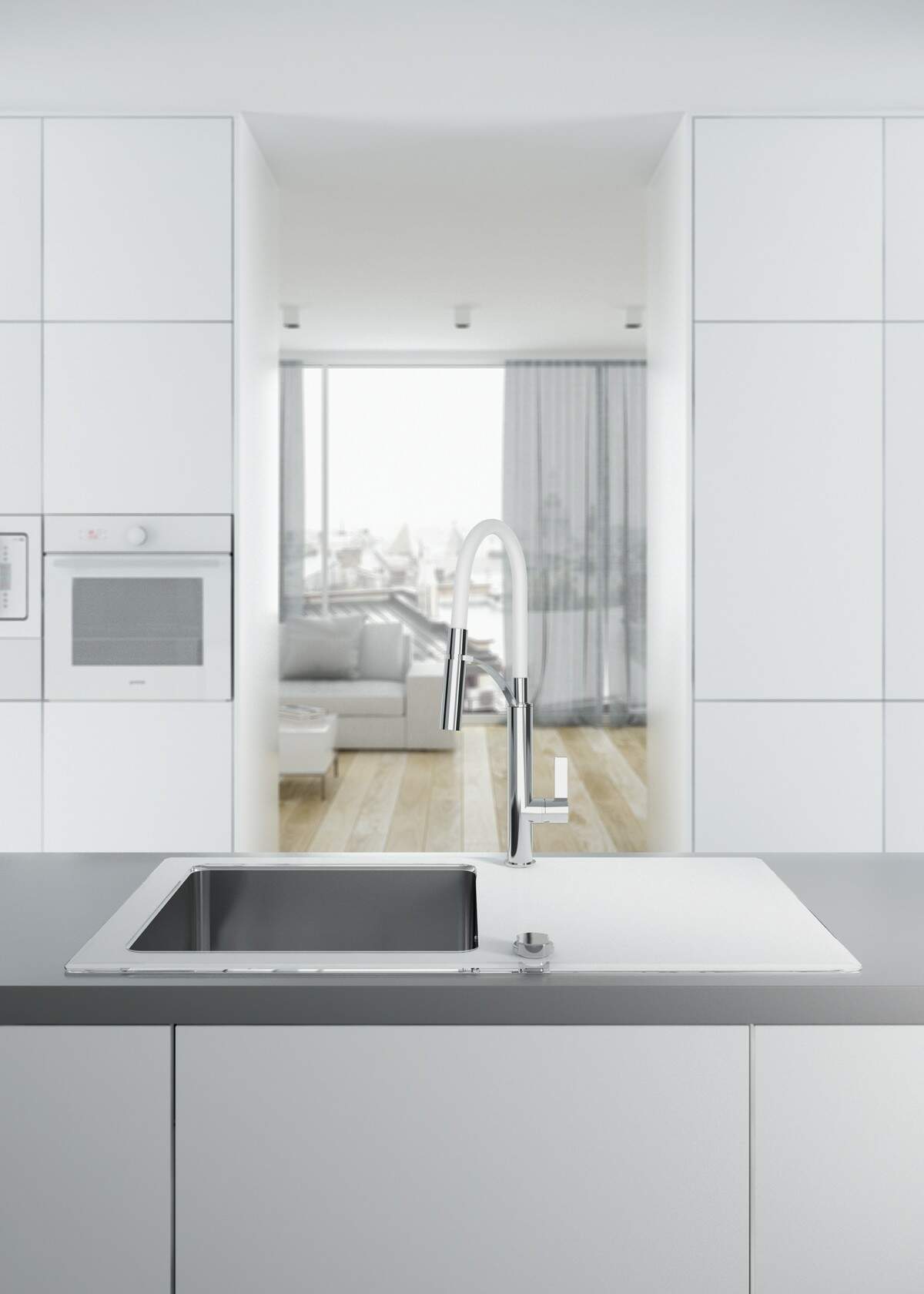 Deante Gerbera bateria kuchenna stojąca chrom-biała BGBW720 - Wysyłka w 24h