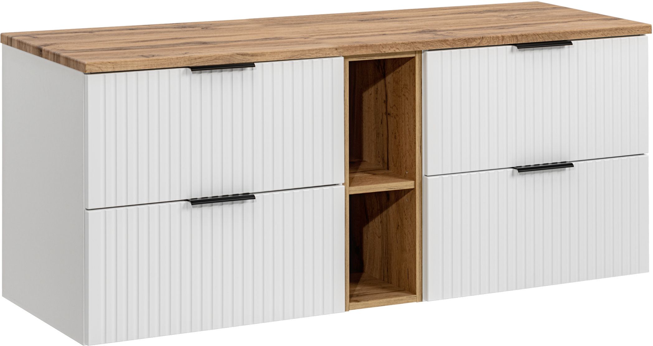 Comad Adel White szafka 140 cm podumywalkowa wisząca z blatem i regałem biała SET -ADW B 140 CM 81-01 WOTAN - Wysyłka w 24h