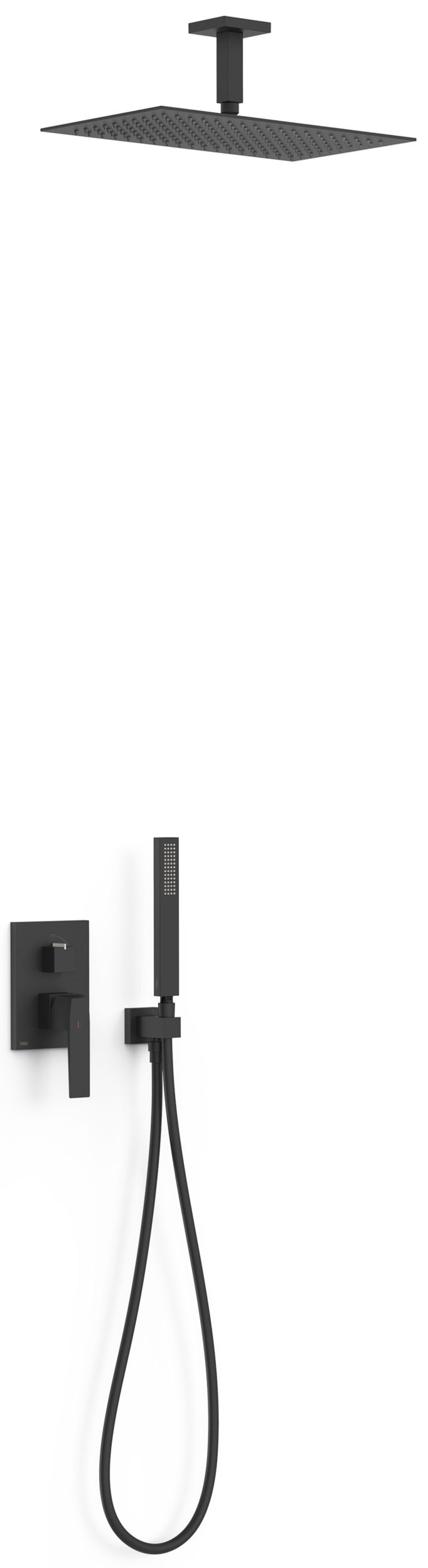 Tres Slim Exclusive zestaw prysznicowy podtynkowy z deszczownicą czarny mat 20228003NM