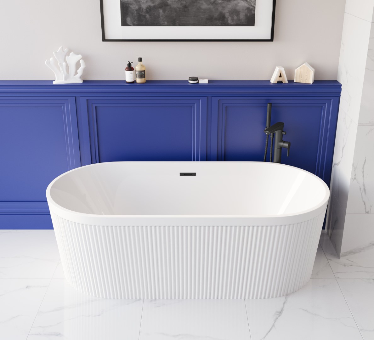 Invena Glamour wanna wolnostojąca 170x80 cm owalna biała AN-01-140