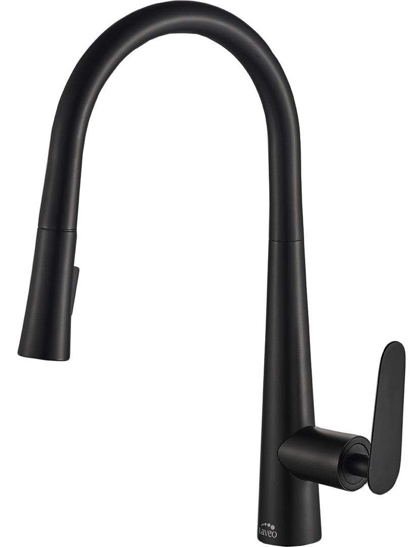Laveo Nalda bateria kuchenna stojąca z wyciąganą wylewką czarna BAY769D