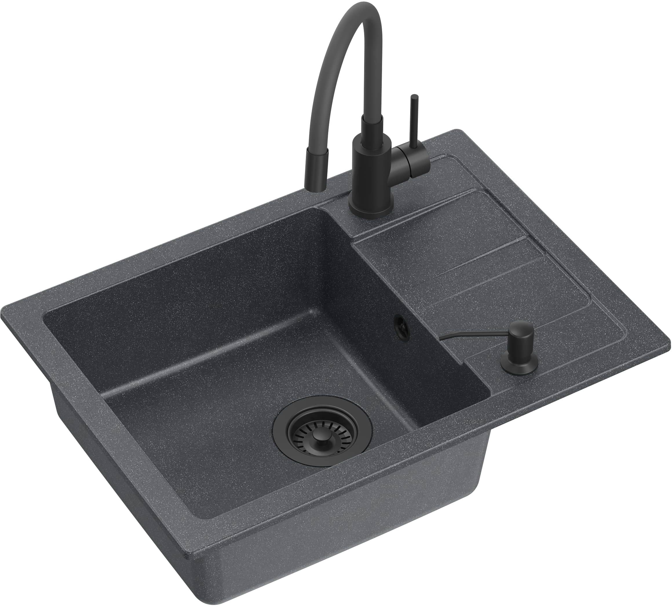 Quadron Ready Smart Pure Carbon zlewozmywak 62x44 cm czarny z baterią i dozownikiem TQ6244RSBLM - Wysyłka w 24h