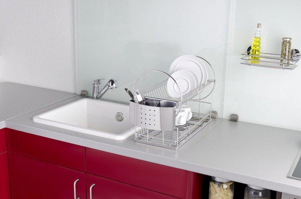 Wenko suszarka do naczyń i pojemnik na sztućce 2w1 szary/srebrny 2329100