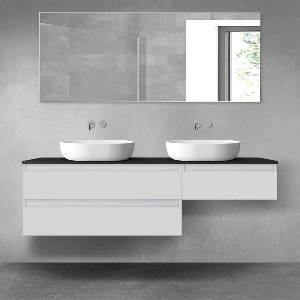 Oltens Vernal zestaw mebli łazienkowych 160 cm z blatem szary mat/czarny mat 68350700 - Wysyłka w 24h