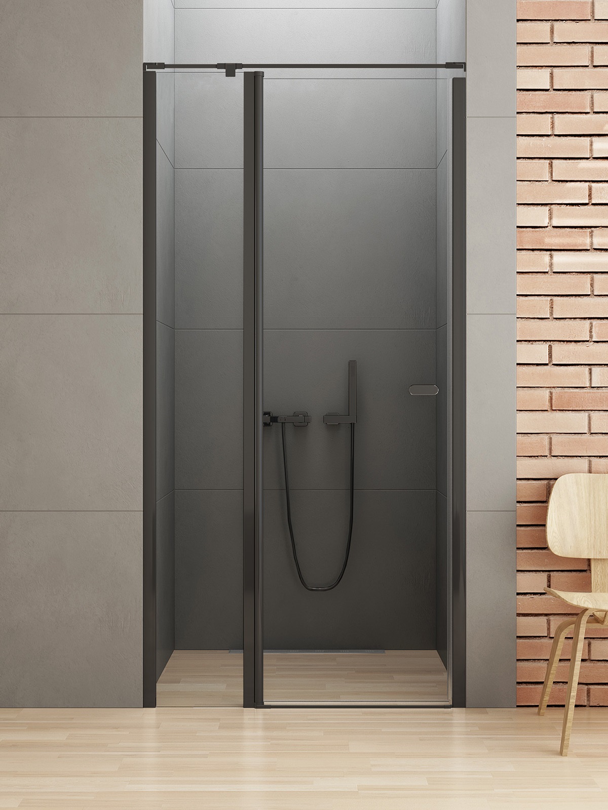 New Trendy New Soleo Black drzwi prysznicowe 90 cm uchylne czarny mat/szkło przezroczyste D-0241A-WK