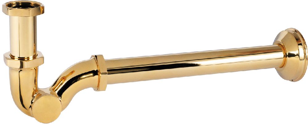 Tres syfon do umywalki rurowy złoty 03463820OR
