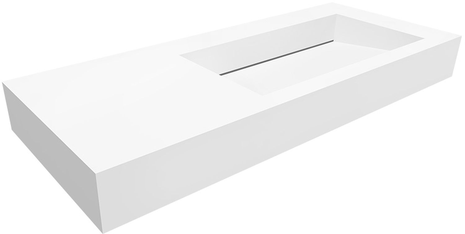 Cristalstone Linea Ideal umywalka 110x45 cm prostokątna ścienna-z blatem biała U1100-MBPOLC/BO