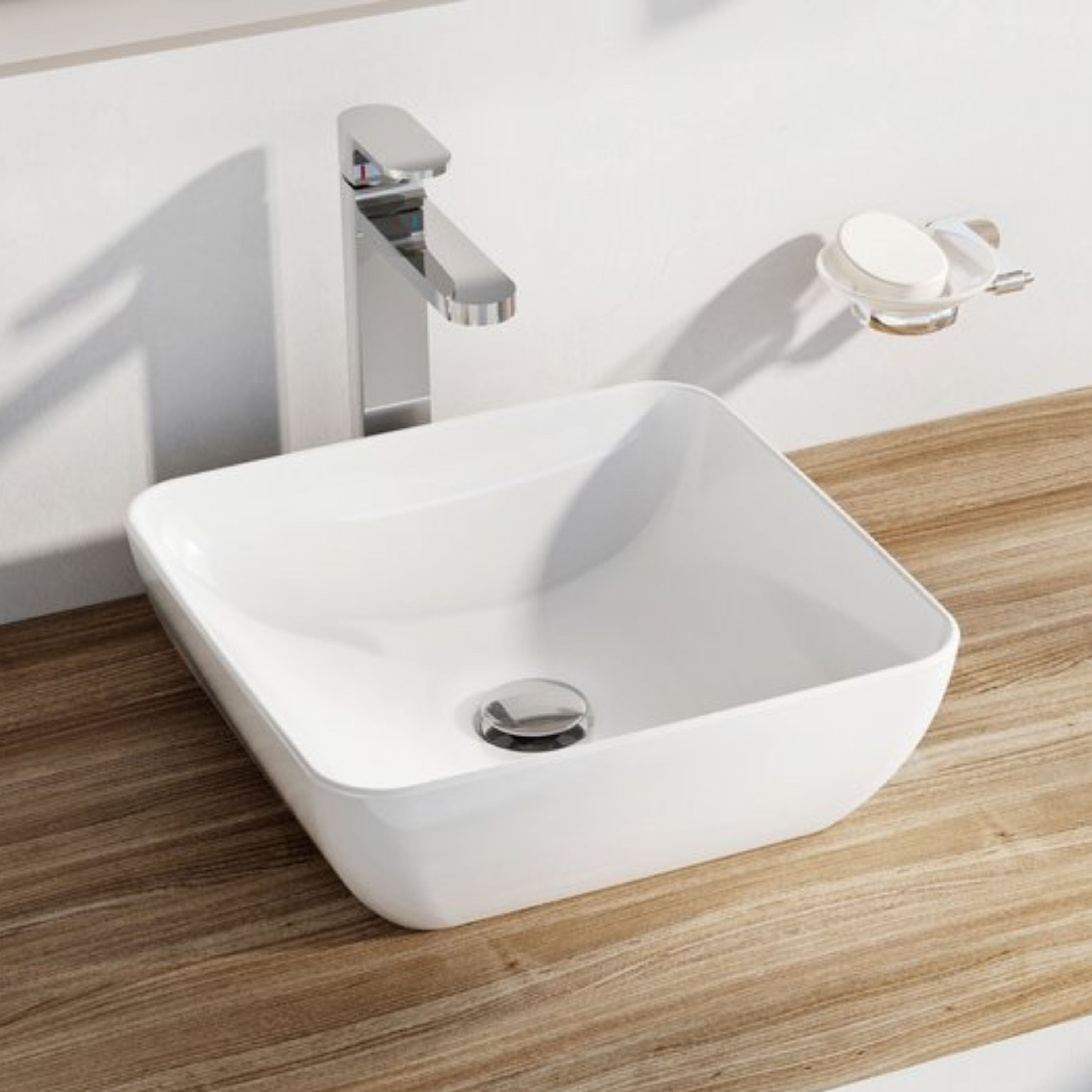 Ravak Uni 380 S Slim umywalka 38x38 cm nablatowa kwadratowa biała XJX01138001