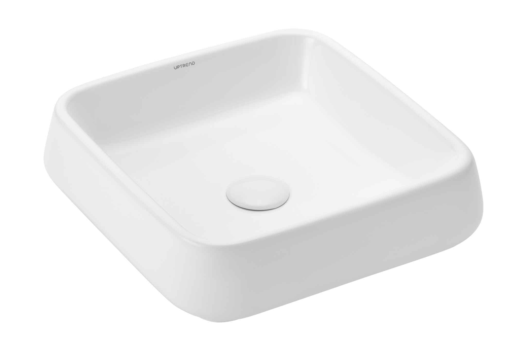 Uptrend Athos umywalka 40,5x40,5 cm kwadratowa nablatowa biała TR4965