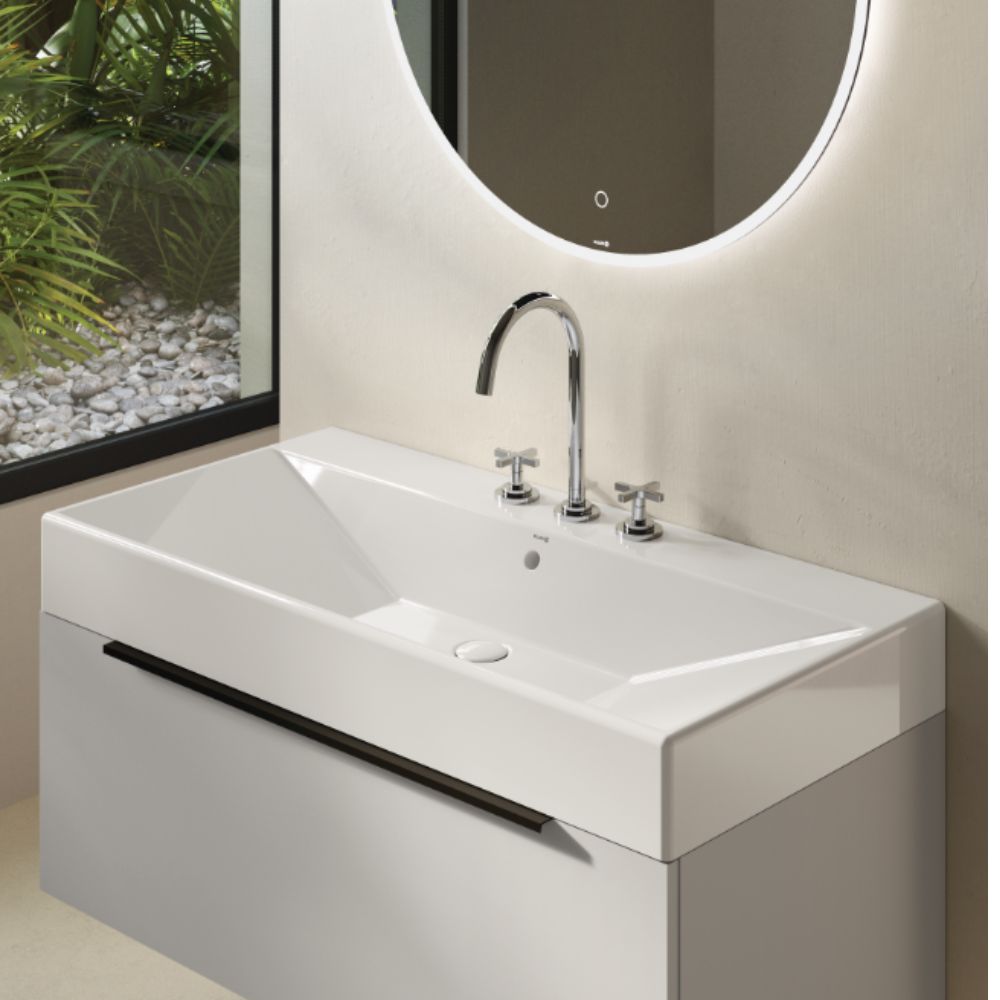 Kludi Resa umywalka z korkiem 101x50 cm prostokątna meblowa-nablatowa biała 59WW10143