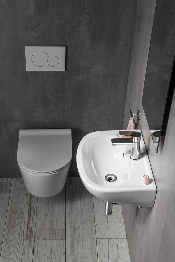 Isvea Small umywalka 45x35 cm ścienna półokrągła biała 10TP71045