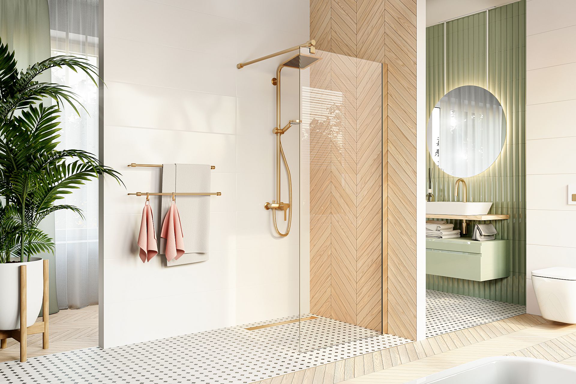 Sea-Horse Easy In ścianka prysznicowa 140 cm złoty połysk/szkło przezroczyste BKP251T14Z