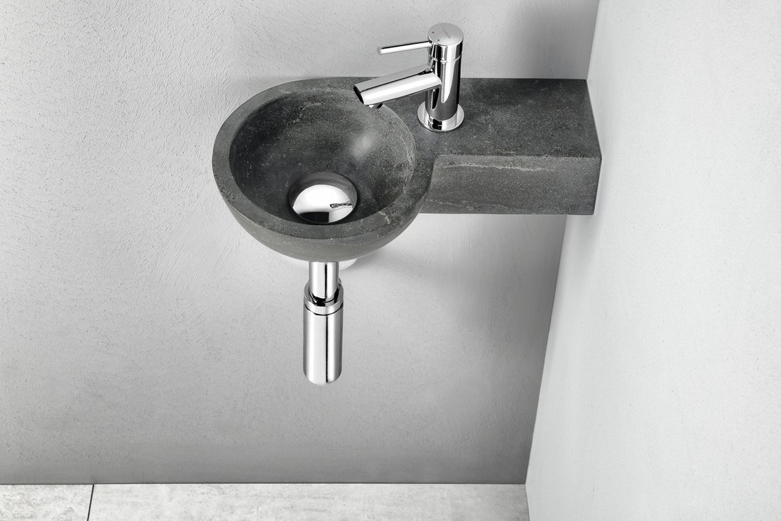 Sapho Blok umywalka 40x23 cm ścienna asymetryczna antracyt 2401-32