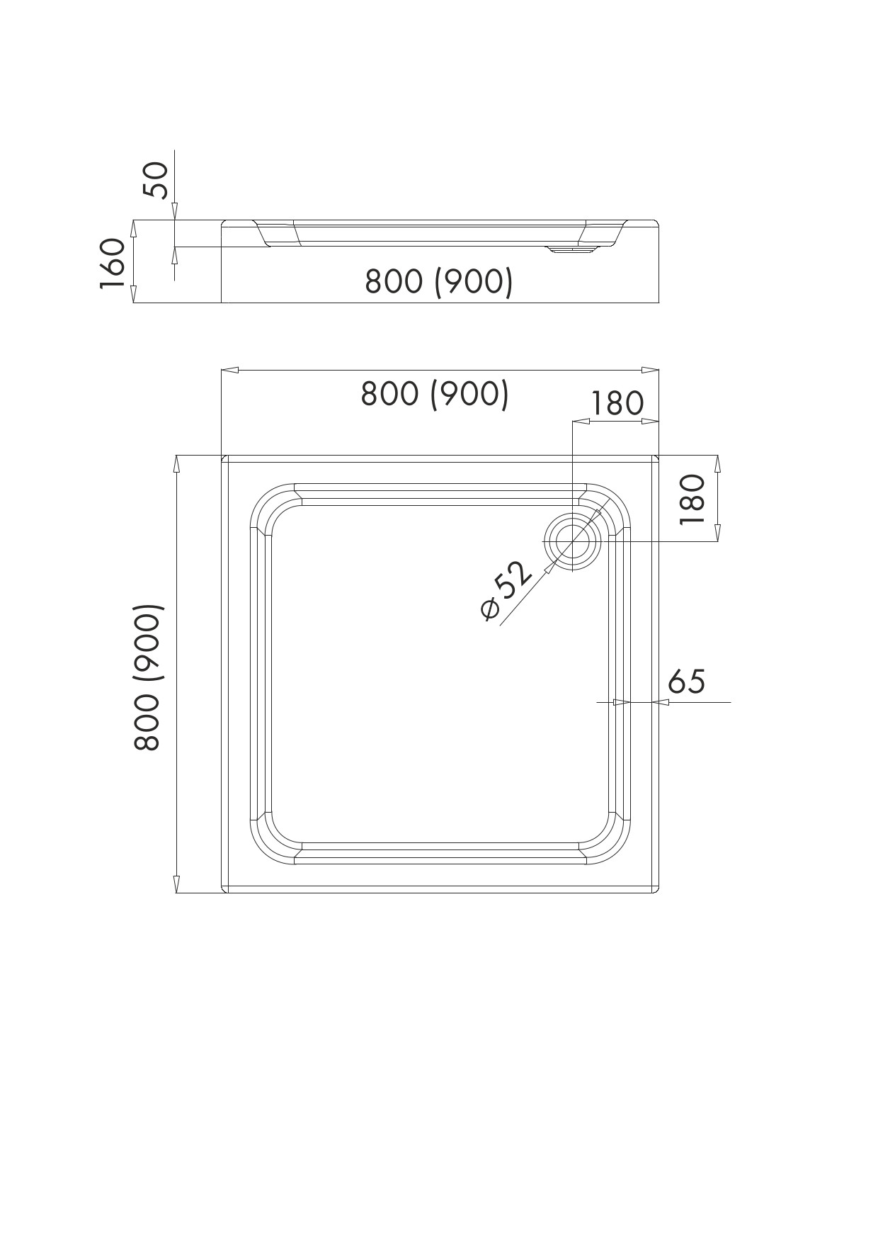 Sea-Horse QBO brodzik kwadratowy 80x80 cm biały BKB421