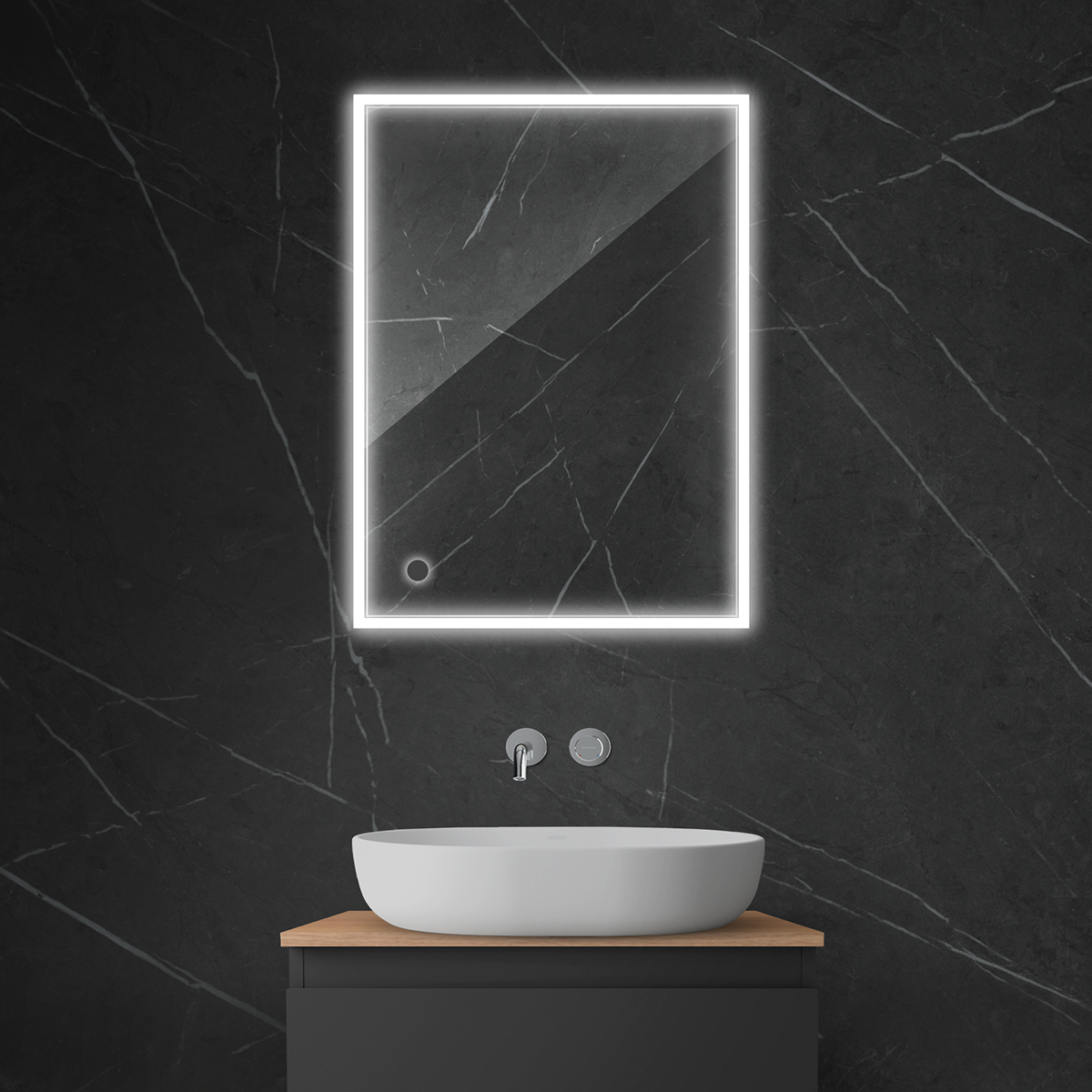 Oltens Nordlis lustro 60x80 cm prostokątne z oświetleniem z przodu z matą grzewczą 64105000 - Wysyłka w 24h