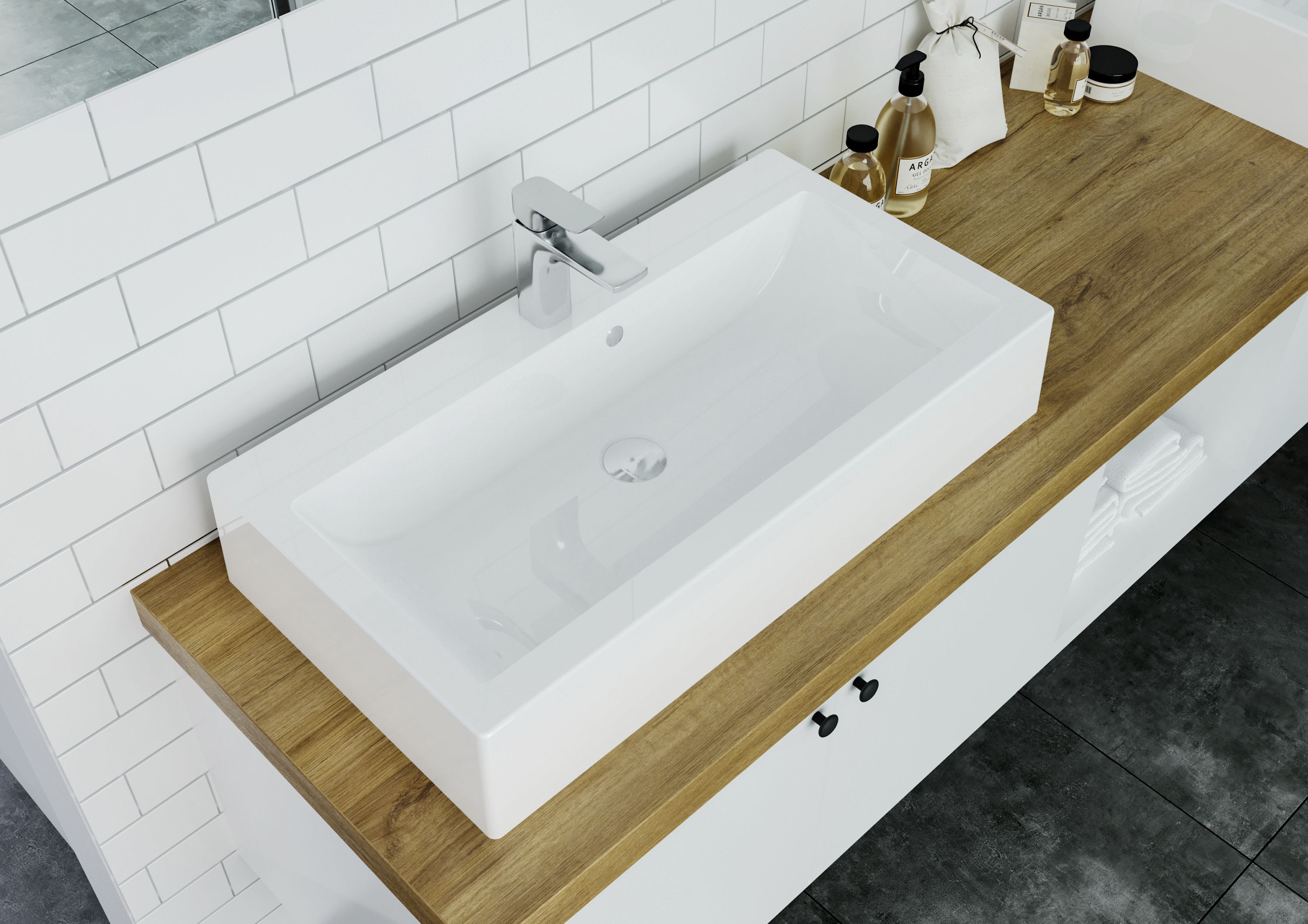 Miraggio Oskar umywalka 79,3x42,3 cm nablatowa prostokątna biały połysk 0000228