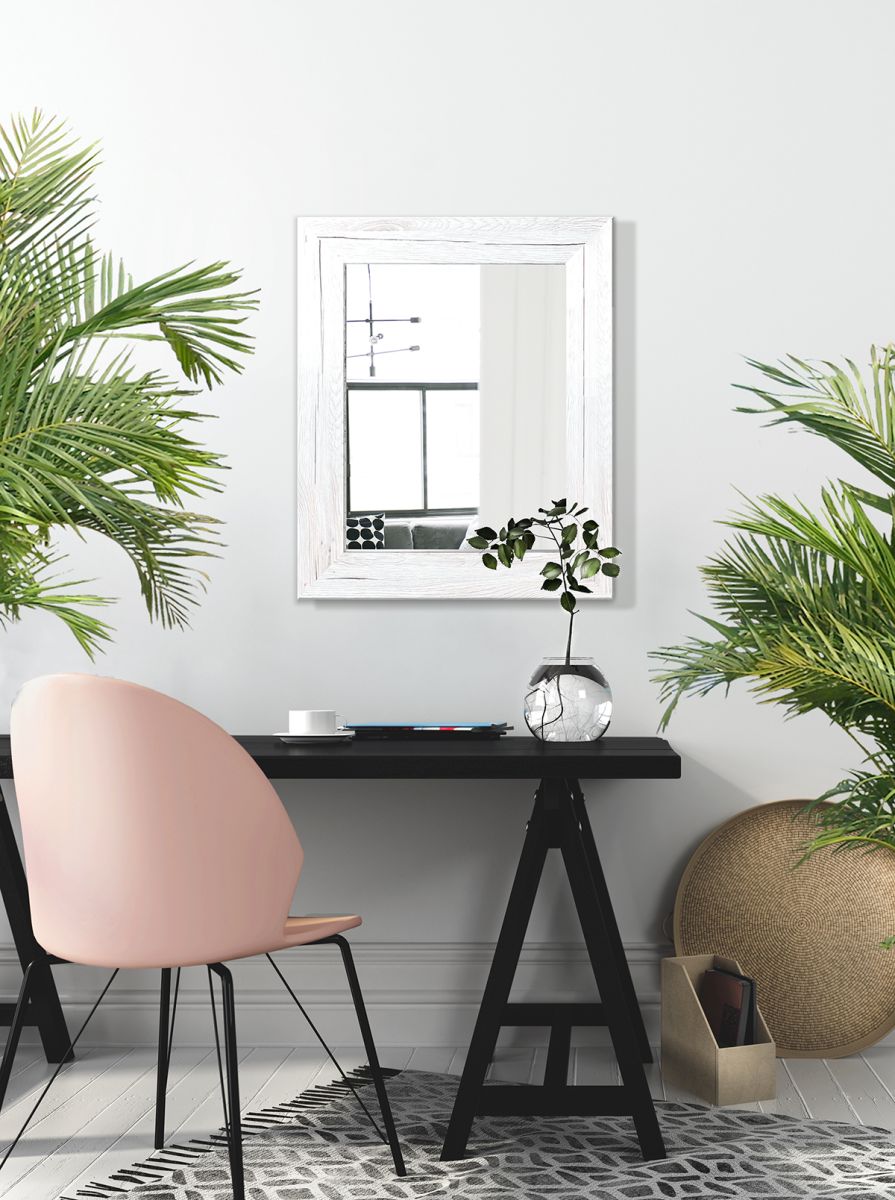 Styler Jyvaskyla lustro 86x60 cm prostokątne rama białe drewno mat LU-01215 - Wysyłka w 24h