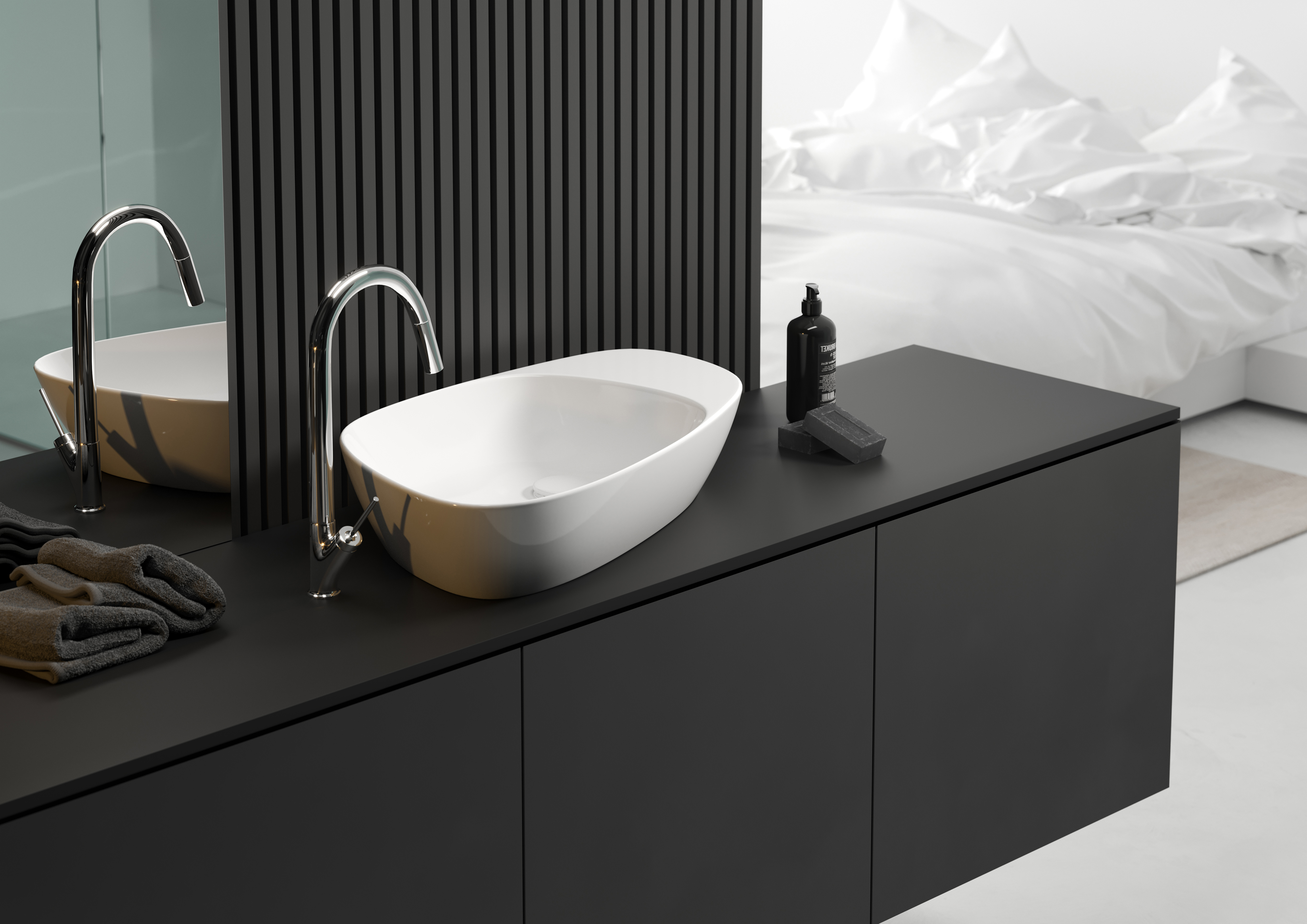 Meissen Keramik Kontra umywalka 60x40 cm nablatowa asymetryczna biały mat K682-008