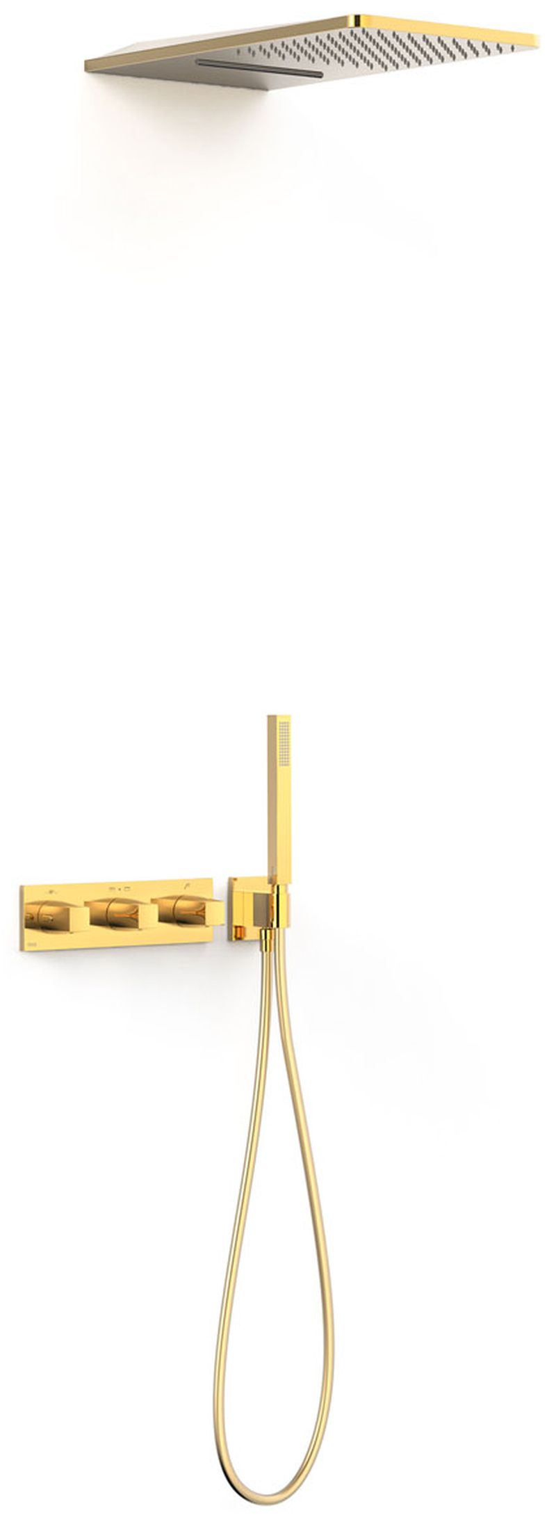 Tres B-System zestaw prysznicowy podtynkowy termostatyczny z deszczownicą złoty połysk 30725305OR