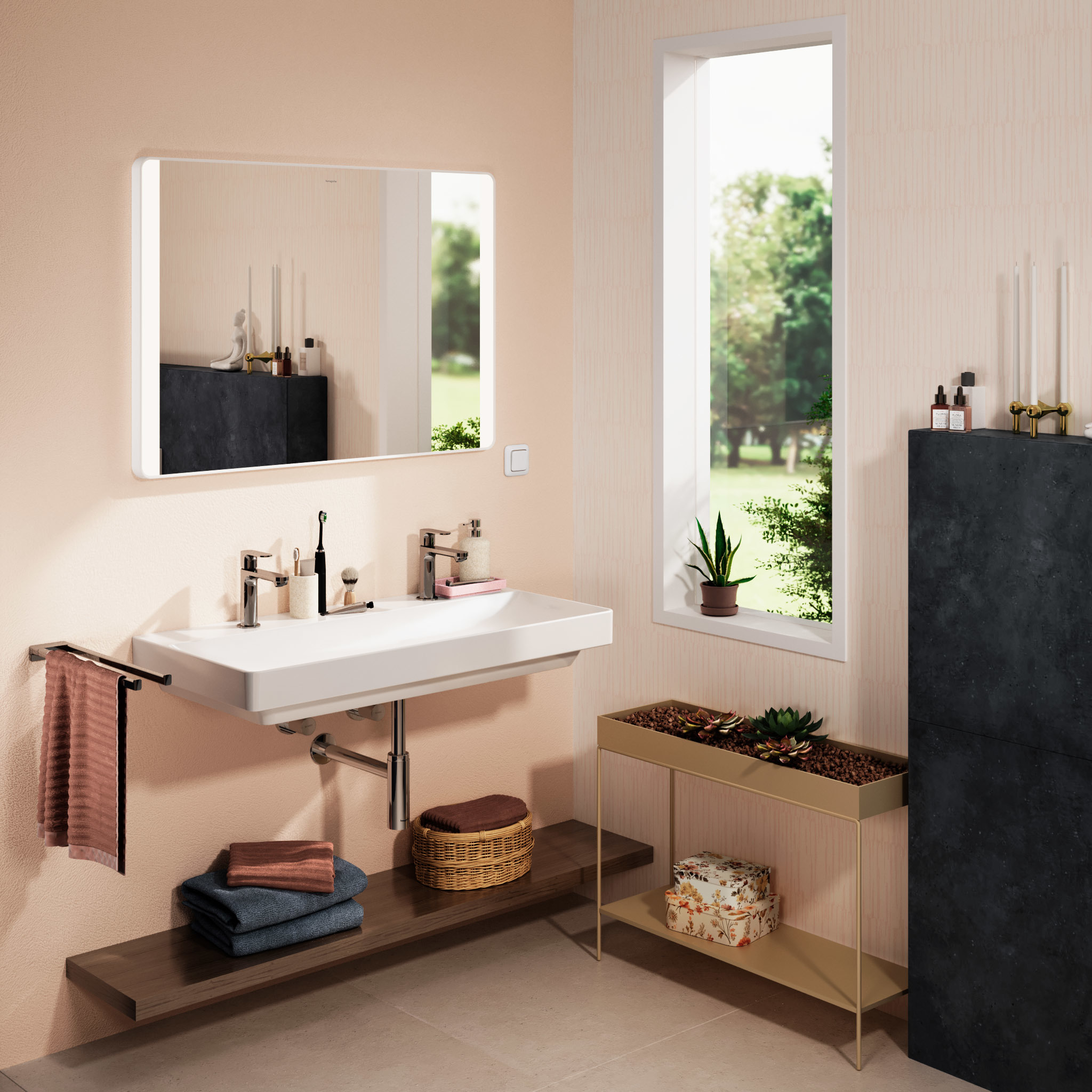 Hansgrohe Xarita Lite Q lustro 100x70 cm prostokątne z oświetleniem biały 54964700