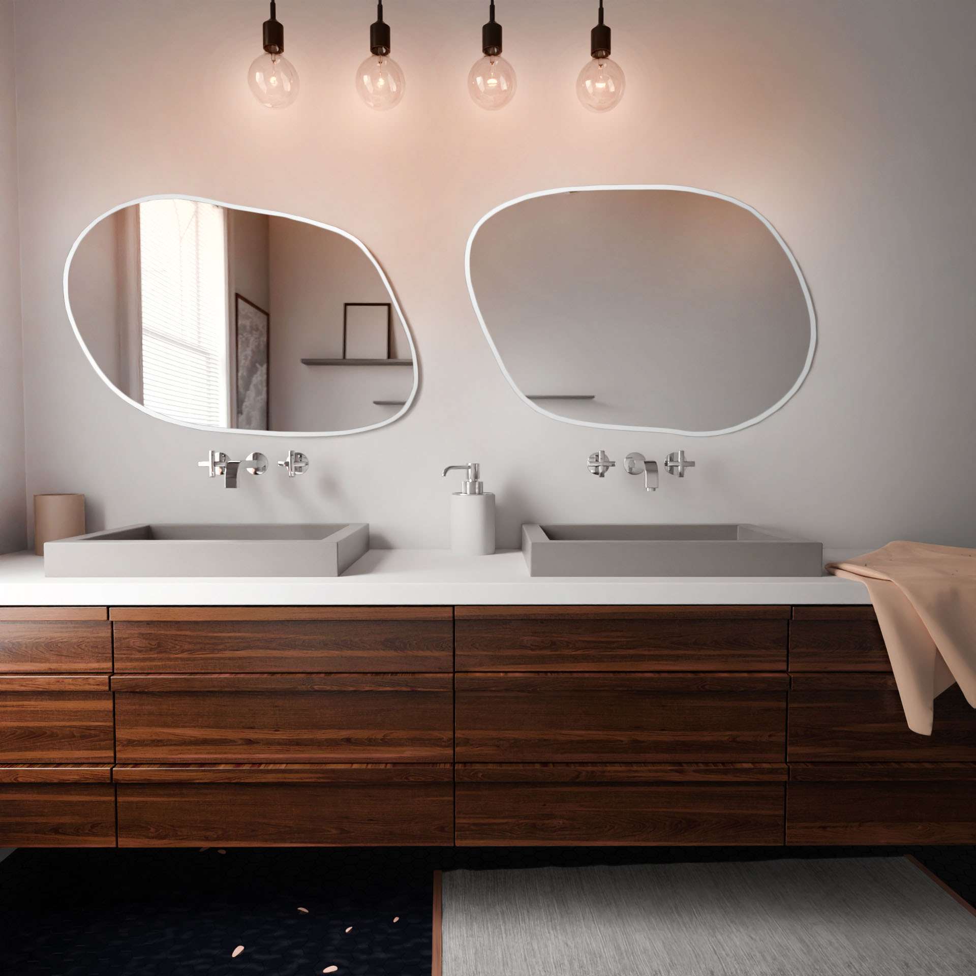 Baltica Design Tiny Borderbright Stain IV lustro 100x71 cm z oświetleniem LED białe barwa zimna