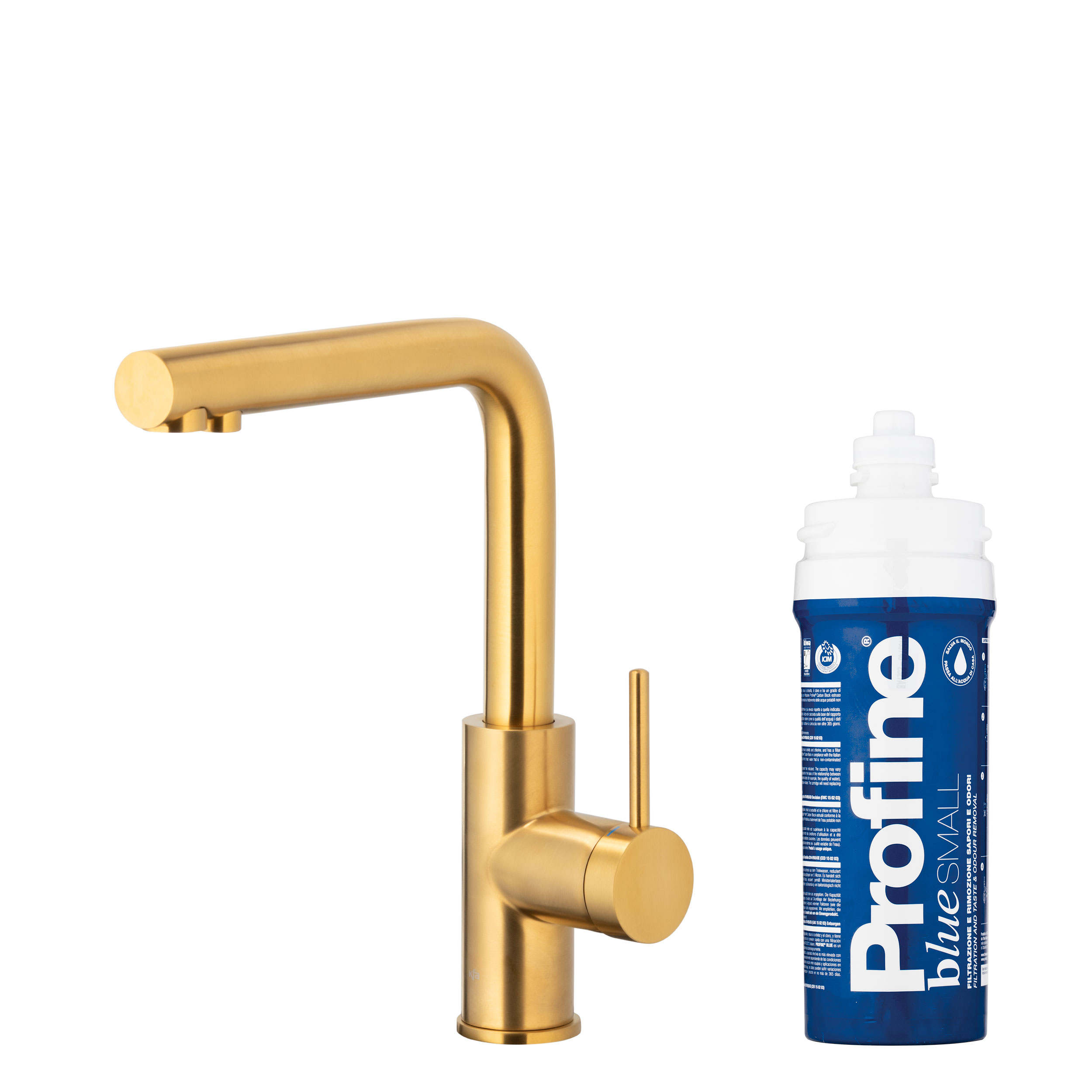 KFA Armatura Duero Pure Basic bateria kuchenna stojąca z filtrem Blue złoty szczotkowany 6623-913-31