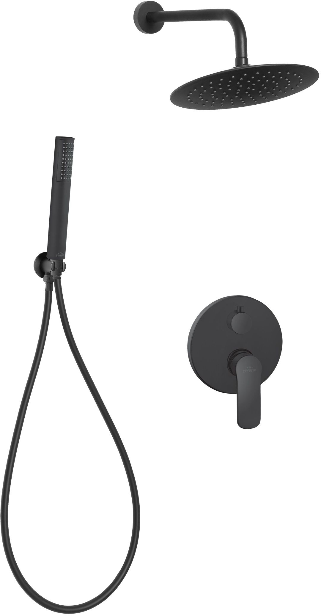 Invena Siros Black zestaw prysznicowy podtynkowy z deszczownicą czarny BS-90-012