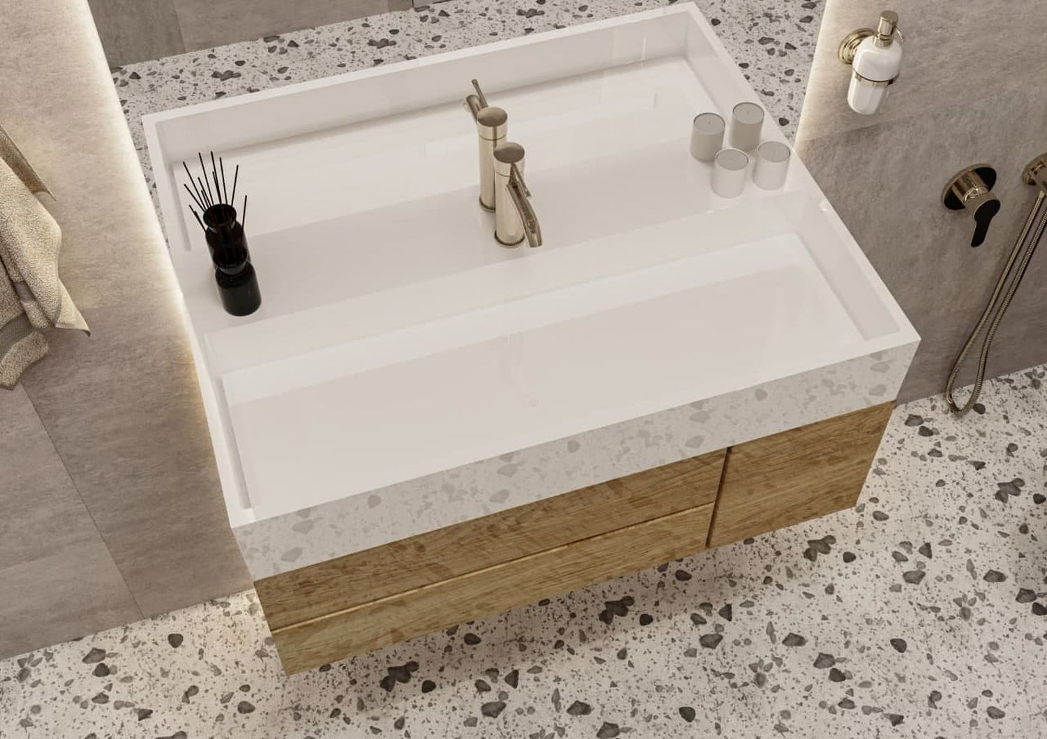 Miraggio Mares umywalka 99,3x42 cm nablatowa prostokątna biały połysk 0000212