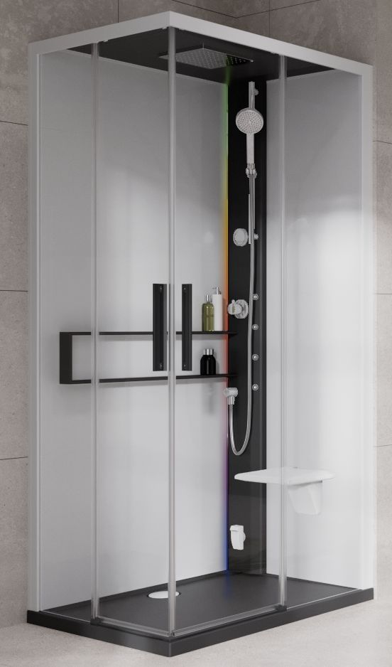 Novellini Glax 2 2.0 A kabina z hydromasażem 80x80 cm parowa z brodzikiem czarna G22A89M5-1HU