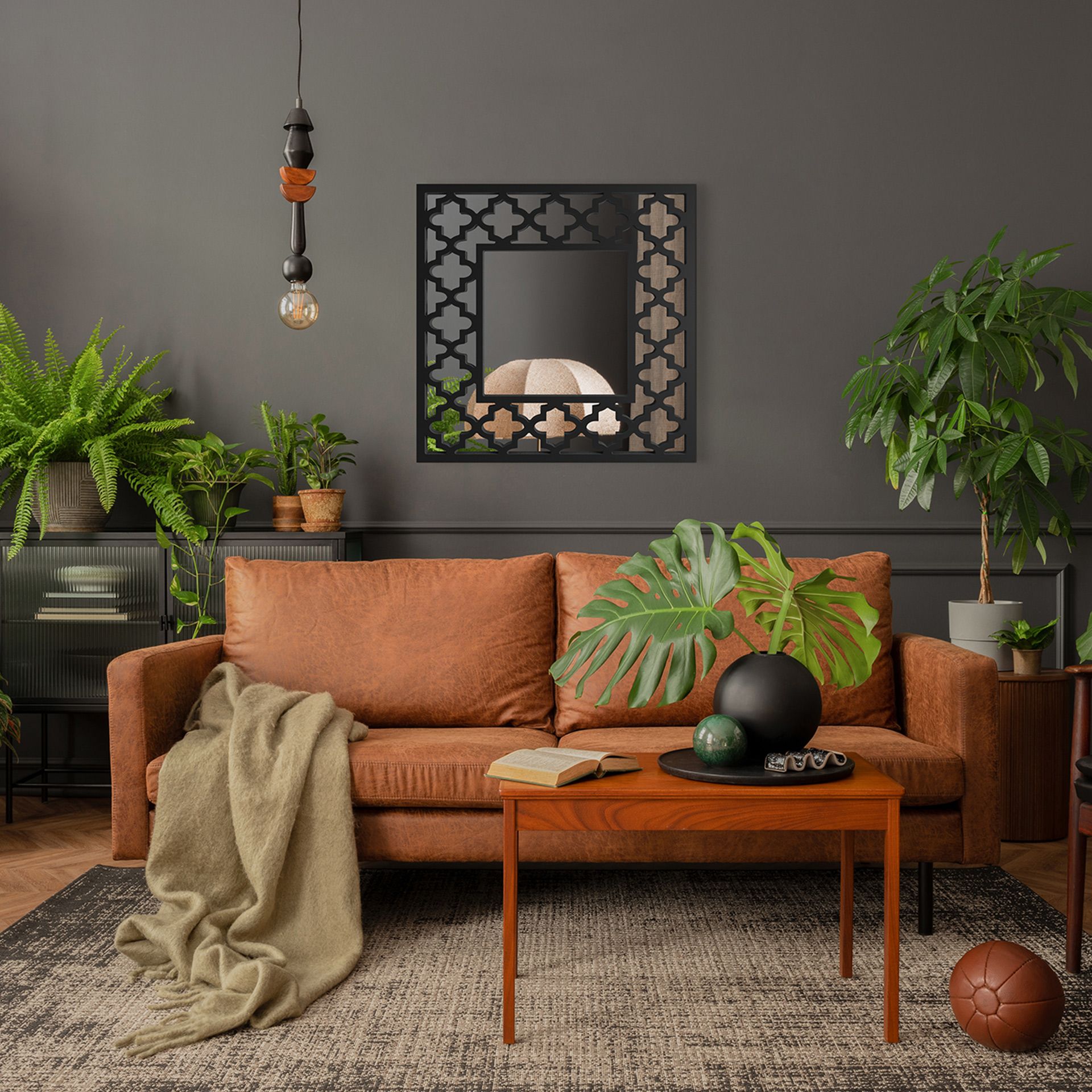 Styler Ornament Sarah lustro 50x50 cm kwadratowe czarne LU-12336