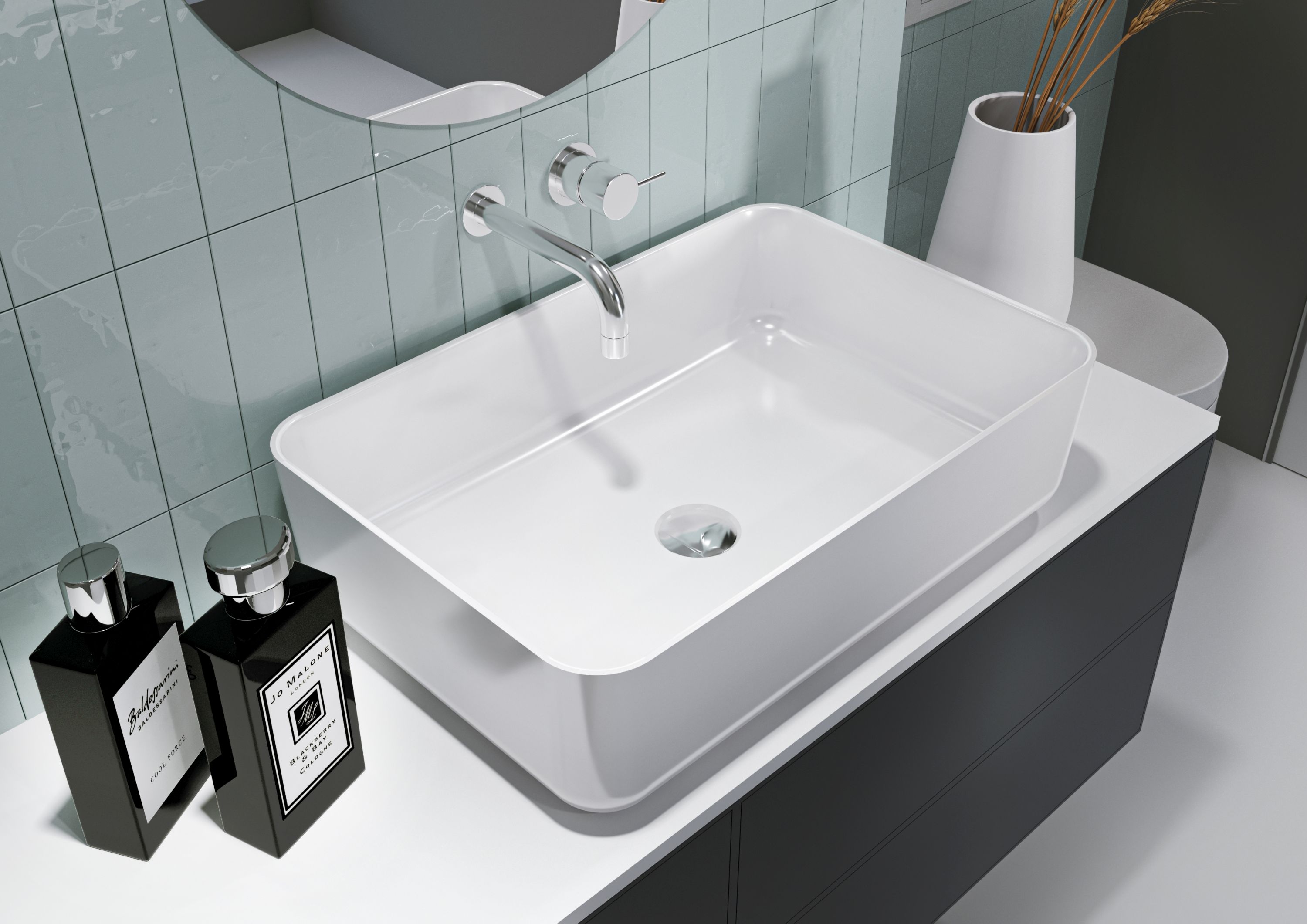 Miraggio San Martin umywalka 60x40 cm nablatowa prostokątna biały połysk 0000237