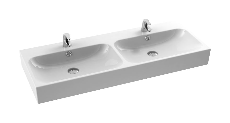 CeraStyle Pinto umywalka 120 cm meblowa podwójna prostokątna biała 080700-u