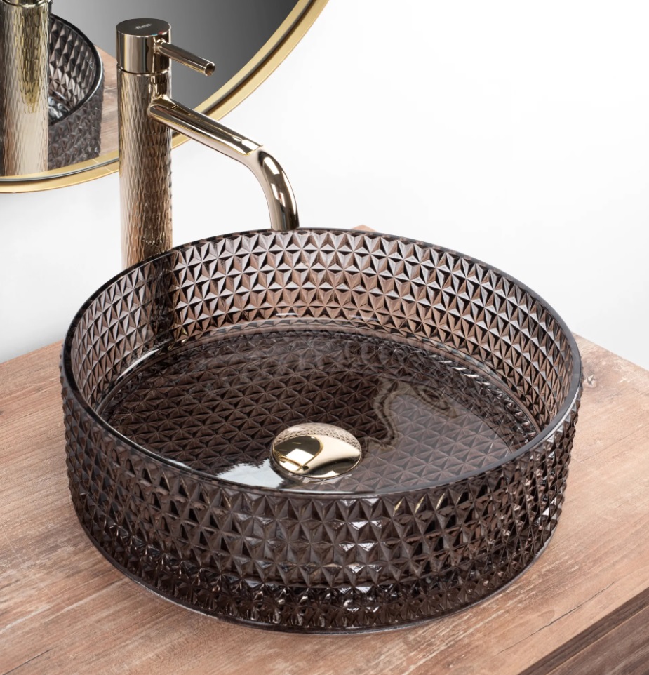 Rea Cristal Black umywalka 35,5 cm okrągła nablatowa czarna REA-U9671 - Wysyłka w 24h