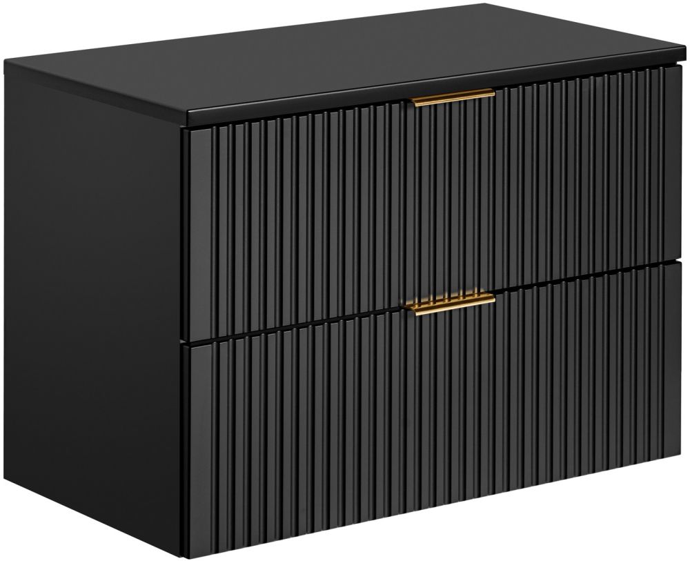 Zestaw Comad Adel Black szafka 80 cm podumywalkowa wisząca z blatem czarny (ADELBLACK8280B2S, ADELBLACK8980B)