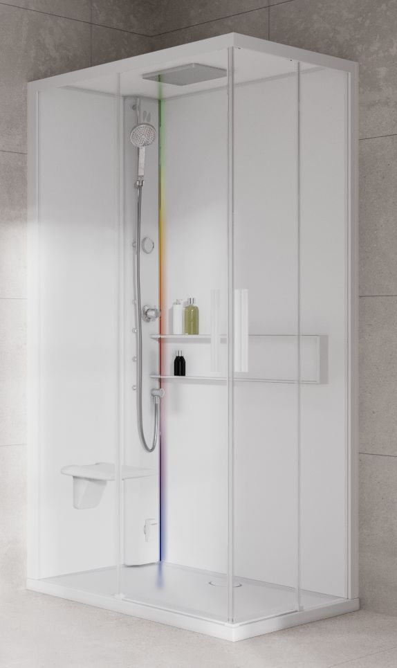 Novellini Glax 2 2.0 A kabina z hydromasażem 100x70 cm lewa parowa z brodzikiem total biała G22A107SM5-1UU