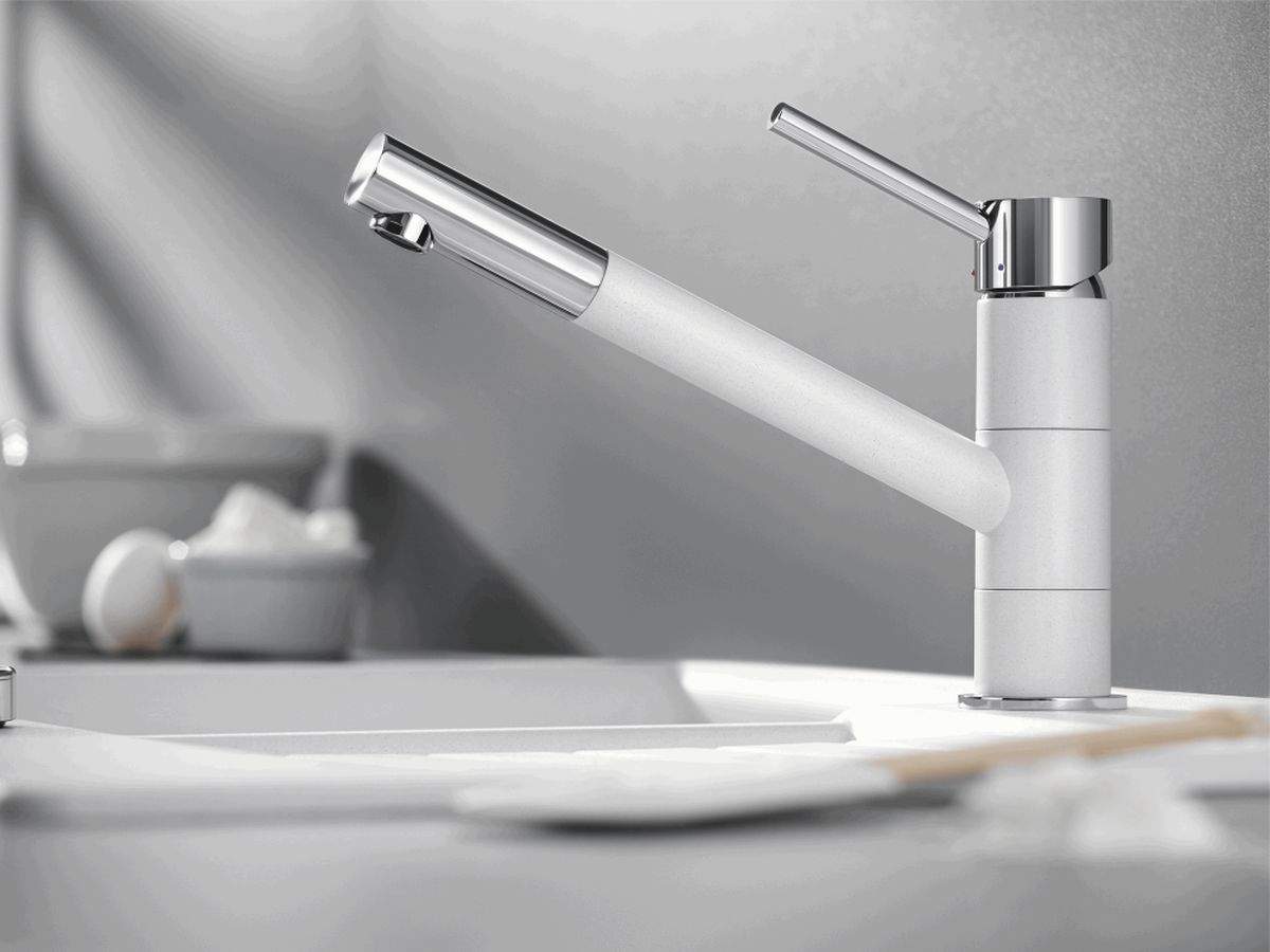 Blanco Kano bateria kuchenna stojąca Silgranit biały/chrom 525030