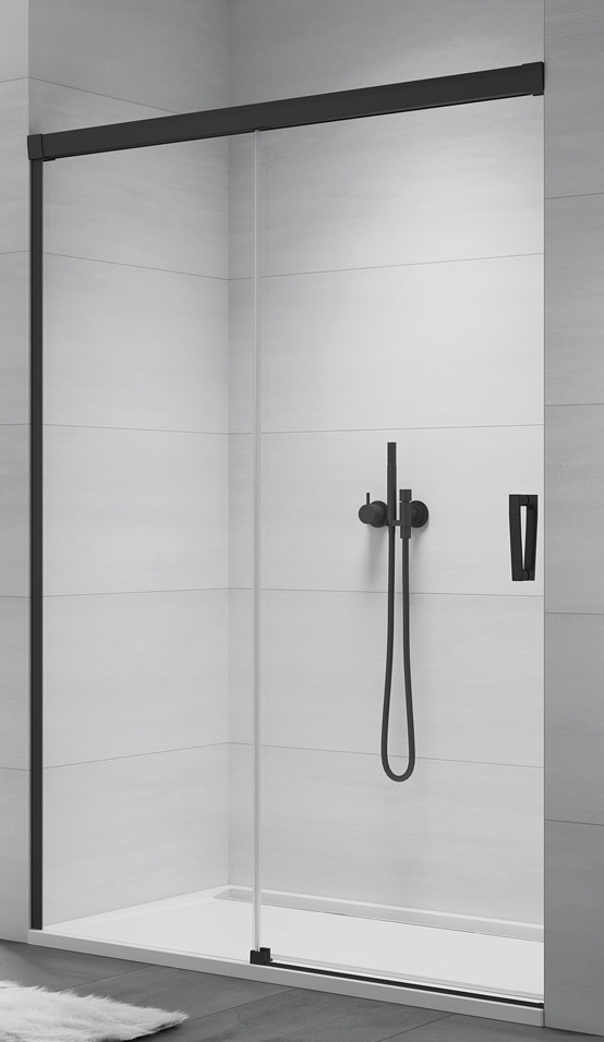 SanSwiss Cadura drzwi prysznicowe 120 cm lewe czarny mat/szkło przezroczyste CAS2G1200607