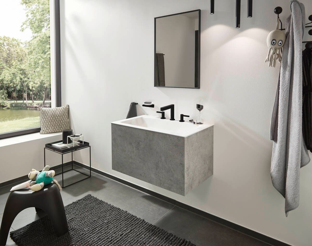 Hansgrohe Finoris bateria umywalkowa 3-otworowa EcoSmart czarny mat 76033670